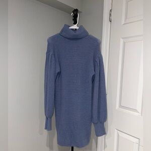 Women's Blue Turtleneck Sweater Dress